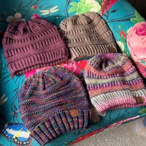 C.C Beanie Hats - Purple, Brown, Multicolor